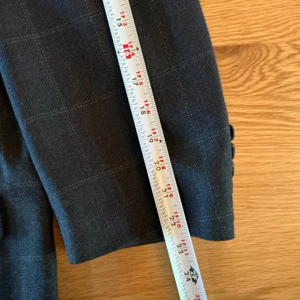 Lauren Ralph Lauren 52 Navy Plaid Wool Blazer Mens XL Sport Coat 22.5